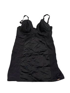 90s European Vintage Shapewear Slip Dress Lace Bustier (Black) Size 38D/L-XL